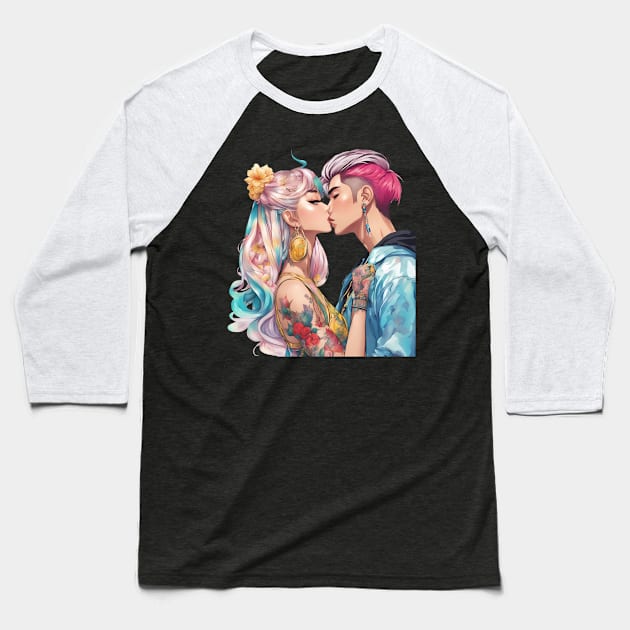 Kiss Anime Baseball T-Shirt by animegirlnft